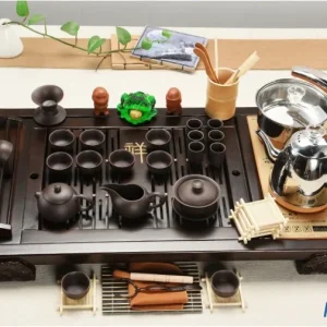 Bộ Bàn Trà Điện Gỗ Tự Nhiên Chạm Khắc Kèm Trọn Bộ Ấm Chén Trà Đạo Cao Cấp