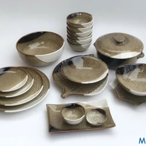 Bộ Bát Đĩa Men Hỏa Biến Gấm Chấm Phá Nghệ Thuật Cao Cấp