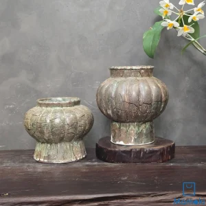 Bình Gốm Men Khô Dáng Bí Vân Nứt Cổ Điển