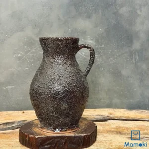Bình Gốm Men Khô Dáng Quai Nâu Đen Mộc