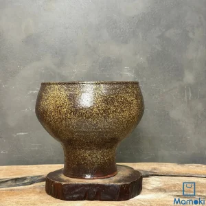 Bình Gốm Men Khô Nâu Ánh Vàng Dáng Chân Cao