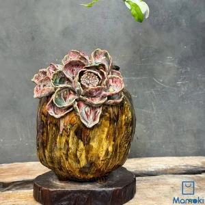 Bình Gốm Men Chảy Nghệ Thuật "Hoàng Thổ Khai Hoa" - Đắp Nổi 3D Thủ Công